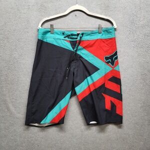 Fox Head Men Swimwear‎ 30 Red Colorblock Board Shorts H20 Logo 10 in Inseam
